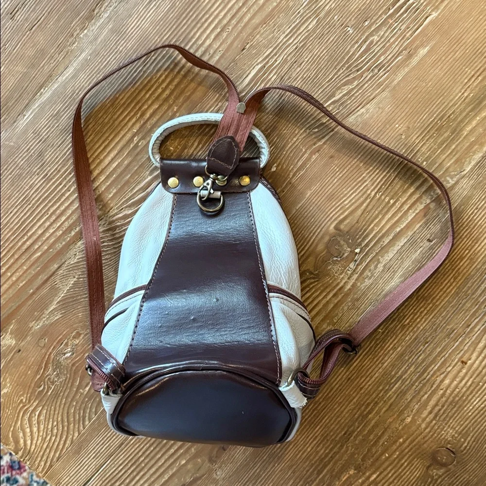 VA Made In Italy Stylish gray and Brown Leather Backpack/Bag